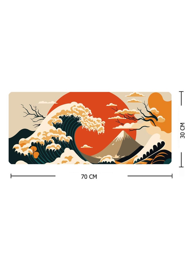 Abstract Japanese Sea Wave Gaming Mouse Pad – Anti Slip Base – Speed Edition | 70 X 30 cm