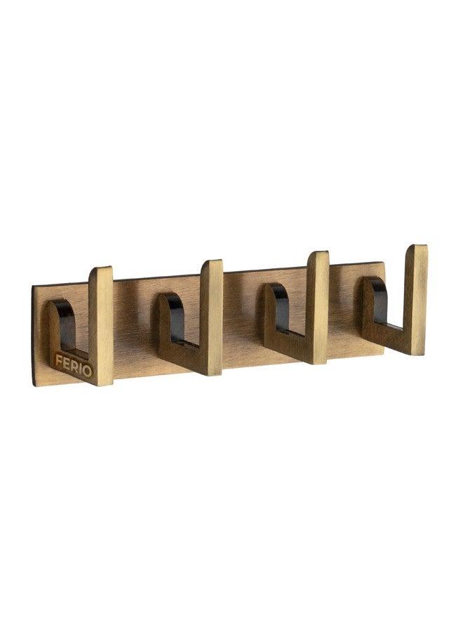 FERIO Cloth Hanger L Type 4 Pin Aluminium Cloth Hanger Wall Hooks Rail for Hanging Clothes, Towel Hook Set/Bathroom Cloth Hanger Robe Wall Door Hooks Rail for (Antique Brass, Pack of 1) - Image 1