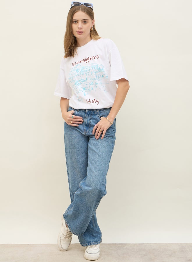 Styli Graphic Print Short Sleeve Oversized T-Shirt - Image 2