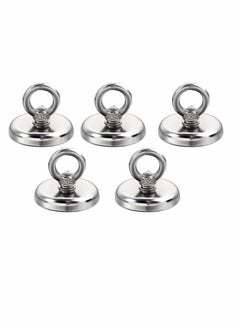 KASTWAVE Super Strong Neodymium Fishing Magnets, 88lbs Pulling Force Rare Earth Magnet with Countersunk Hole Eyebolt, Dia 1.26 inch for Retrieving in River and Magnetic Fishing, 5 Pcs  - Image 1