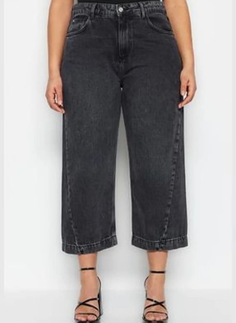trendyol Gray High Waist Stitch Detail Culotte Fit Jeans TBBSS23CJ00015
