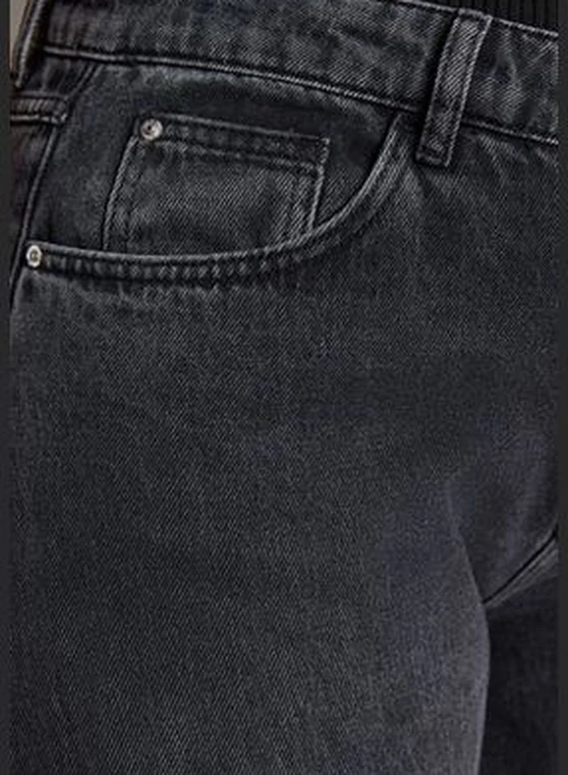 trendyol Gray High Waist Stitch Detail Culotte Fit Jeans TBBSS23CJ00015