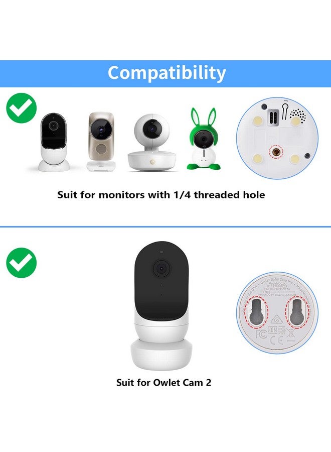 wochel Flexible Clip Mount Compatible with Owlet, Motorola and Other Baby Monitor Camera with 1/4 Threaded Hole Without Tools or Wall Damage - White - Image 2