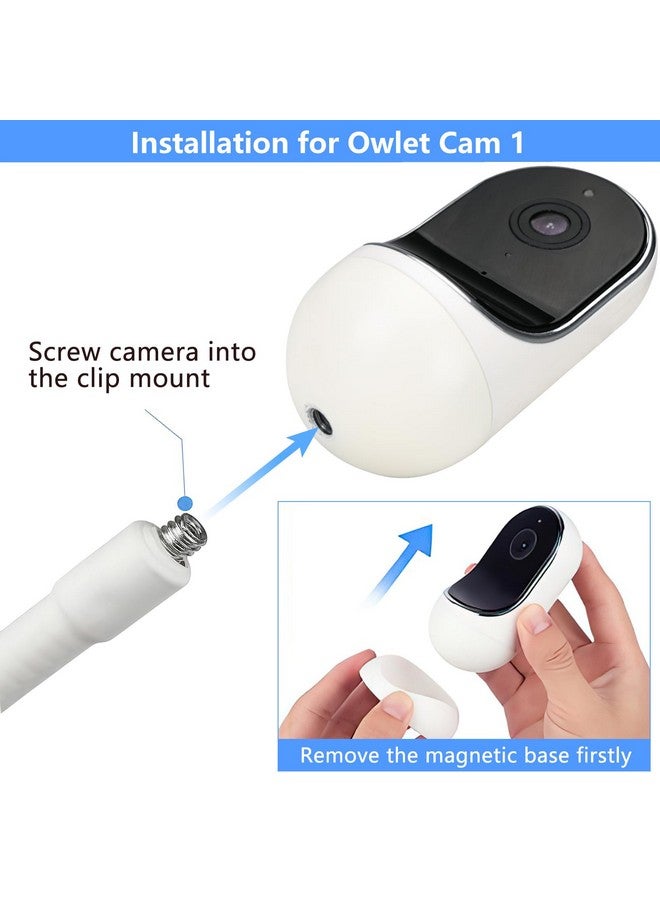 wochel Flexible Clip Mount Compatible with Owlet, Motorola and Other Baby Monitor Camera with 1/4 Threaded Hole Without Tools or Wall Damage - White - Image 5