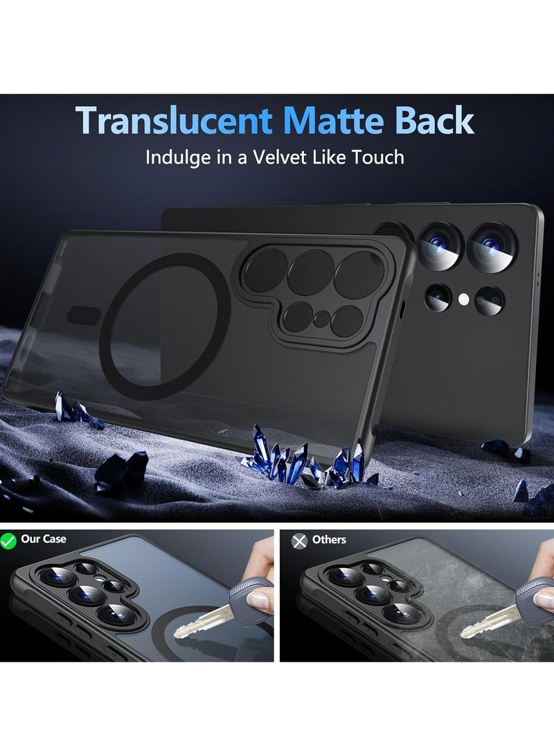 CoomBe Samsung Galaxy S25 Ultra Case with Tempered Glass Screen, Magnetic S25 Ultra Case for Magsafe , [Shockproof] Translucent Back Slim Bumper Cover Phone Case, Black - Image 3