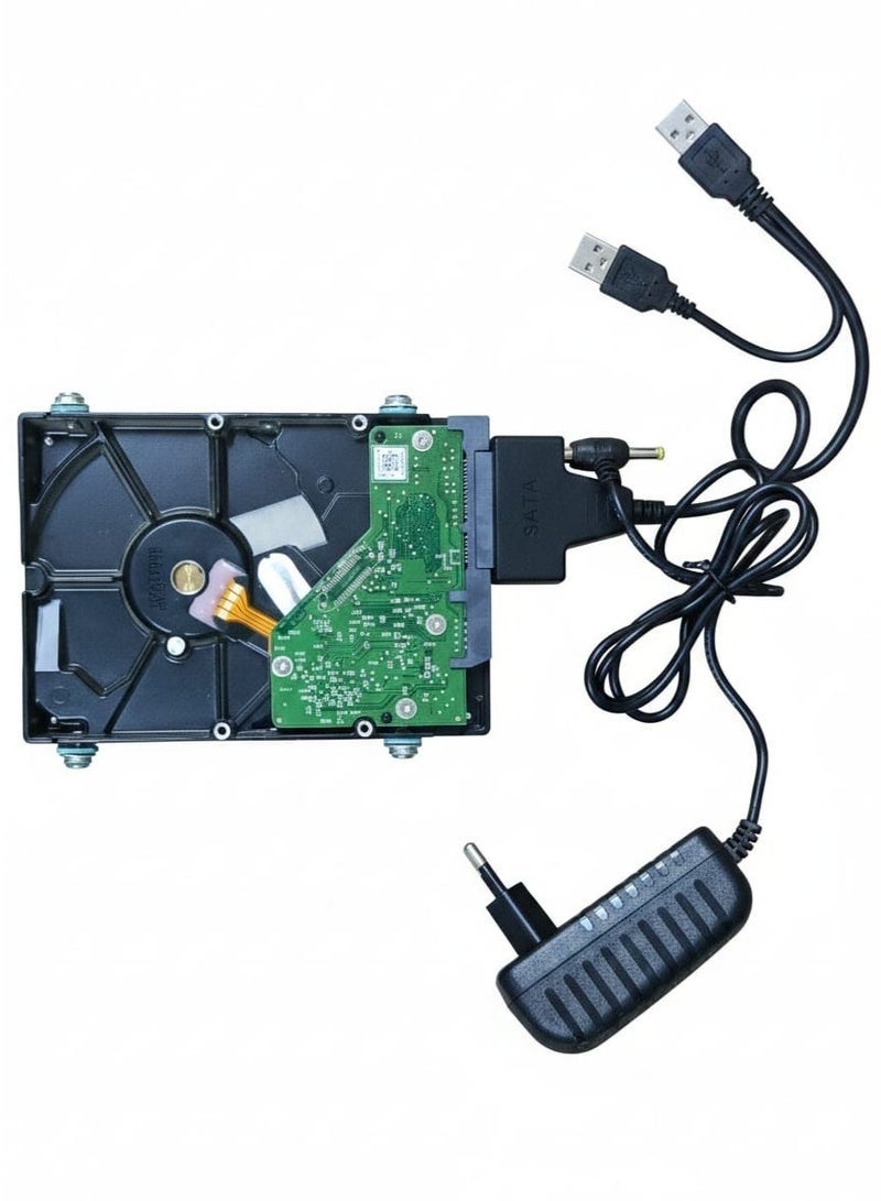 ​وصلة تحويل SATA إلى USB 3.0 مع محول طاقة 12 فولت لتشغيل هارد الكمبيوتر 3.5 بوصة وهارد اللاب توب 2.5 بوصة - أسود - Image 4