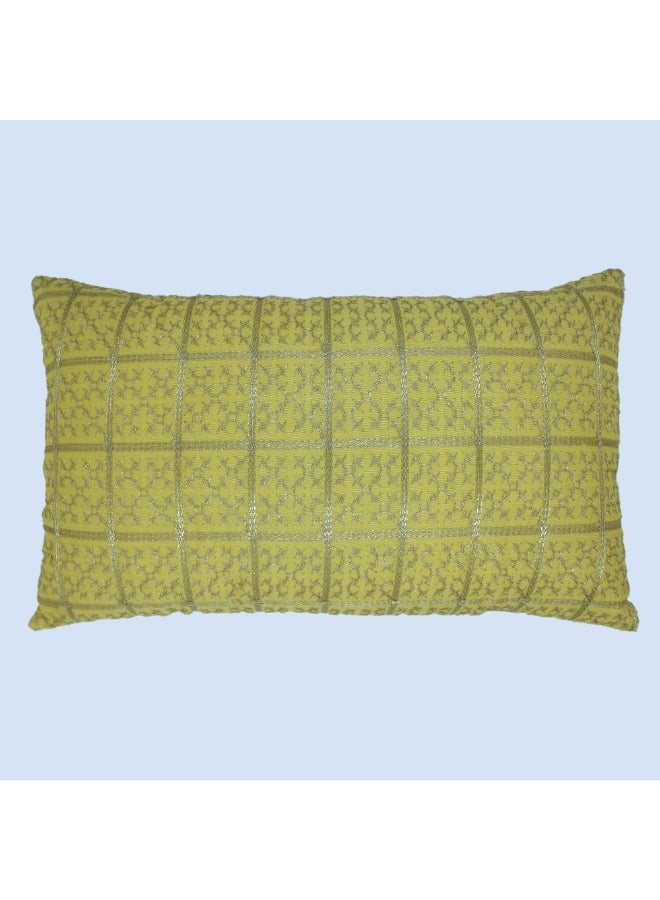 BYFT Orchard Cushion Cover 12 x 20 inch (Golden Checks Design - Yellow) 30 x 50 cm Luxury Decorative Cushion Cover for Sofa, Bed & Living Room- Set of 2 without inserts - Image 3