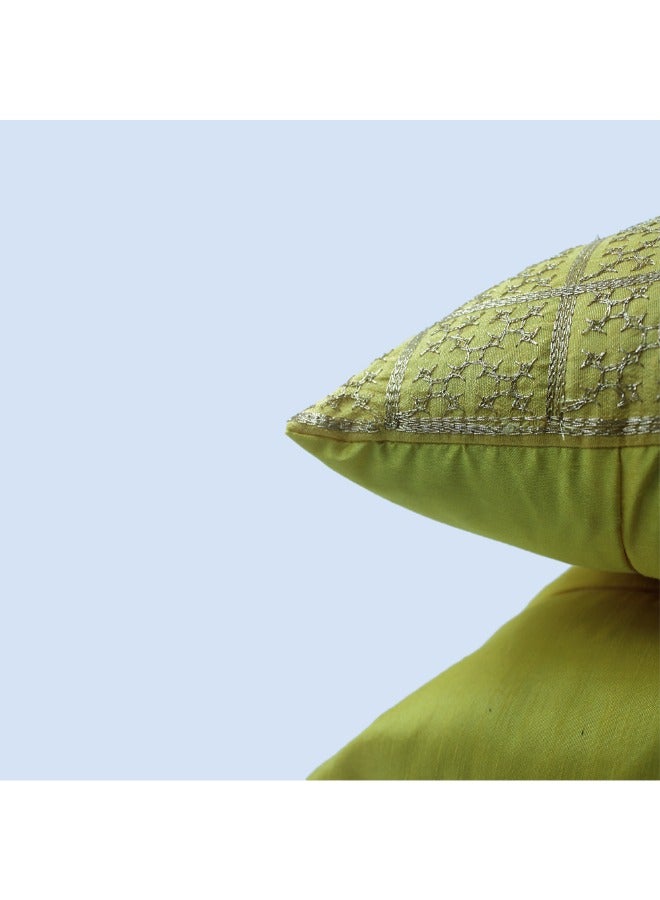 BYFT Orchard Cushion Cover 12 x 20 inch (Golden Checks Design - Yellow) 30 x 50 cm Luxury Decorative Cushion Cover for Sofa, Bed & Living Room- Set of 2 without inserts - Image 5