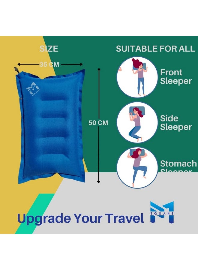 PM SQUARE Cotton Blend Inflatable Soft Portable Air Travel Pillow Pack of 3 With An Air Pump For Travelling In Train, Bus, Camping, Hostel And Office, Multicolor - Image 3