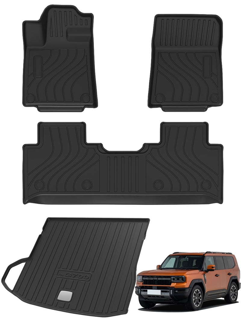 Delehehe Floor Mats & Cargo Liner,for Jetour G700 2025-2026 5 Seats,Floor Mats 2 Row Liner Set Jetour G700 Accessories All Weather TPE 3D Floor Liners&Rear Cargo Mat - Image 1