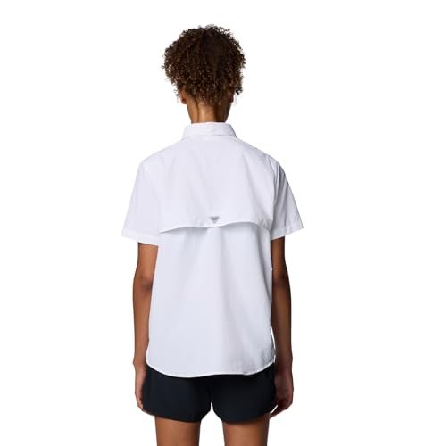 Columbia Womens PFG Bahama II Short Sleeve Fishing Shirt White Large - Image 3