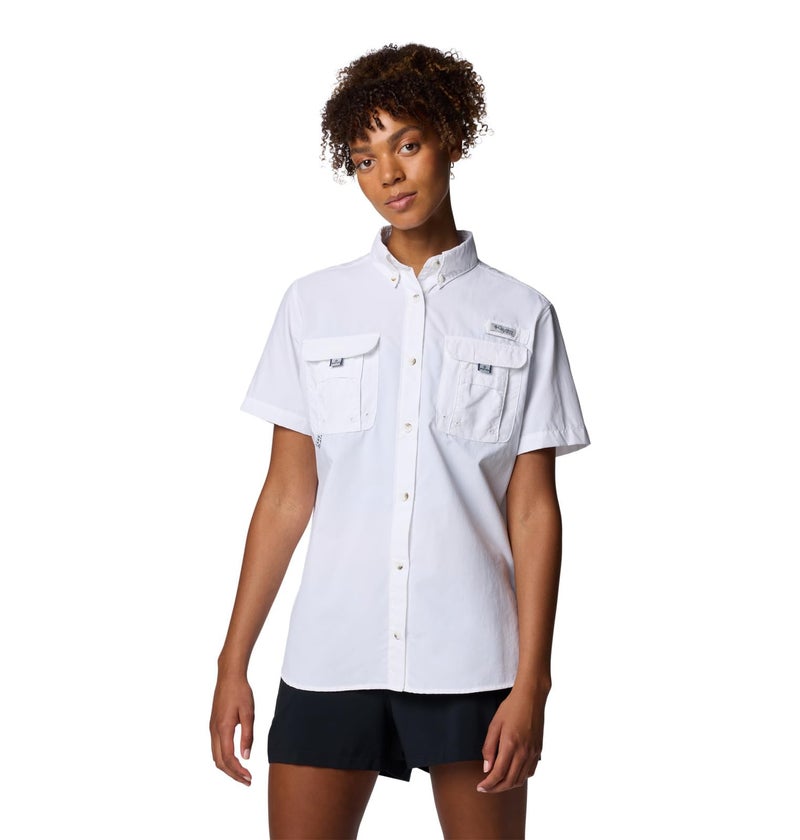 Columbia Womens PFG Bahama II Short Sleeve Fishing Shirt White Large - Image 2