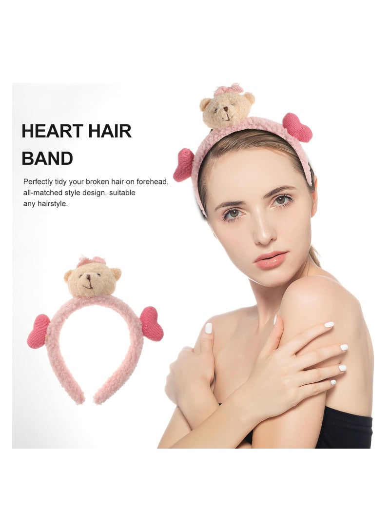 سيوسي قطعتان من عصابة رأس الأذن الكرتونية لآذان وقرون الحيوانات، عصابة رأس للمكياج، عصابة شعر مع قلب الأذن، ديكور لغسل الوجه، إكسسوارات الشعر للفتيات والنساء، الهالوين، عيد الميلاد، الحفلات التنكرية - Image 3