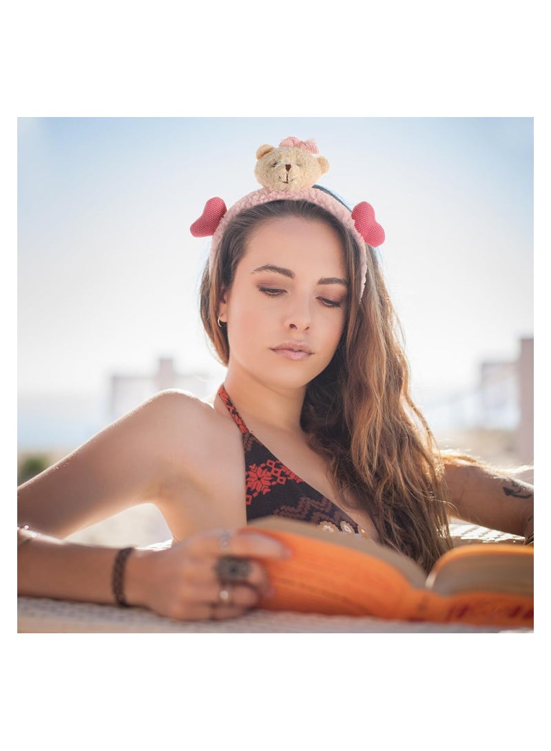 سيوسي قطعتان من عصابة رأس الأذن الكرتونية لآذان وقرون الحيوانات، عصابة رأس للمكياج، عصابة شعر مع قلب الأذن، ديكور لغسل الوجه، إكسسوارات الشعر للفتيات والنساء، الهالوين، عيد الميلاد، الحفلات التنكرية - Image 2