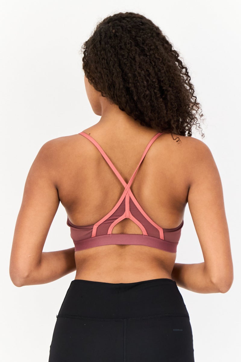Adidas Women Brand Logo Padded Yoga Sports Bra, Mauve  - Image 2