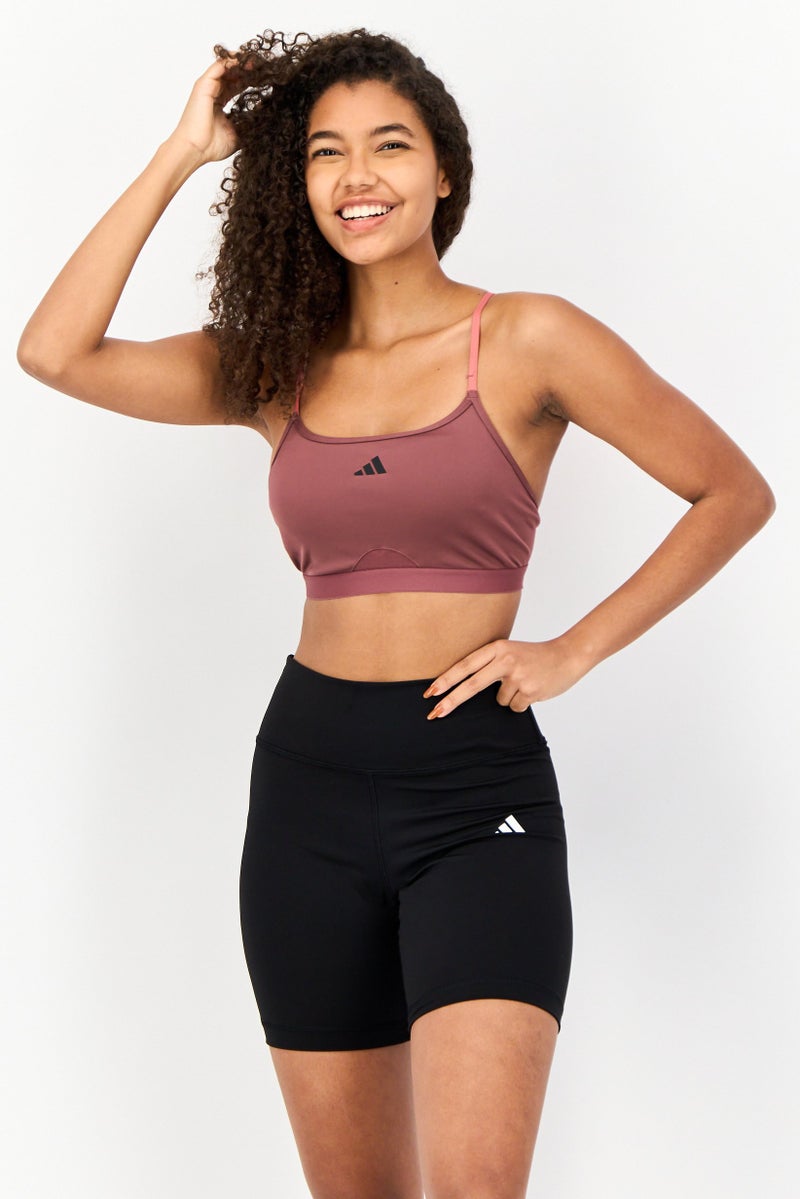 Adidas Women Brand Logo Padded Yoga Sports Bra, Mauve  - Image 1