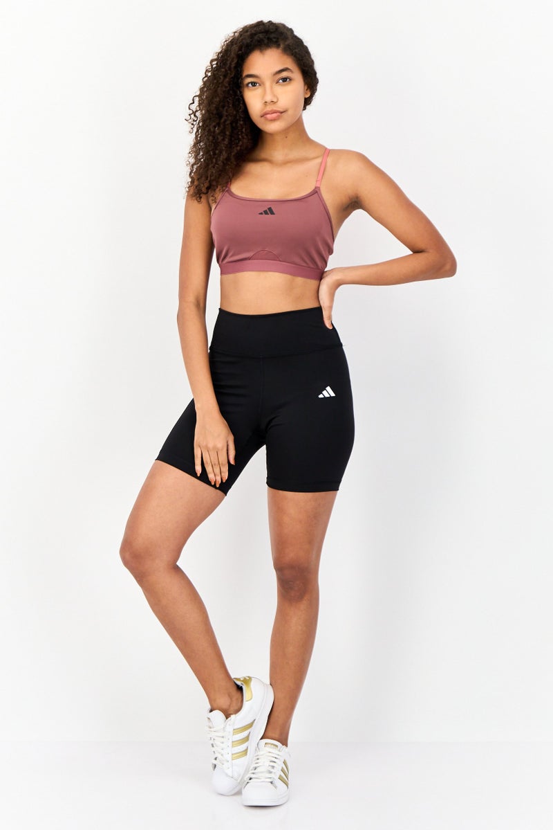 Adidas Women Brand Logo Padded Yoga Sports Bra, Mauve  - Image 3