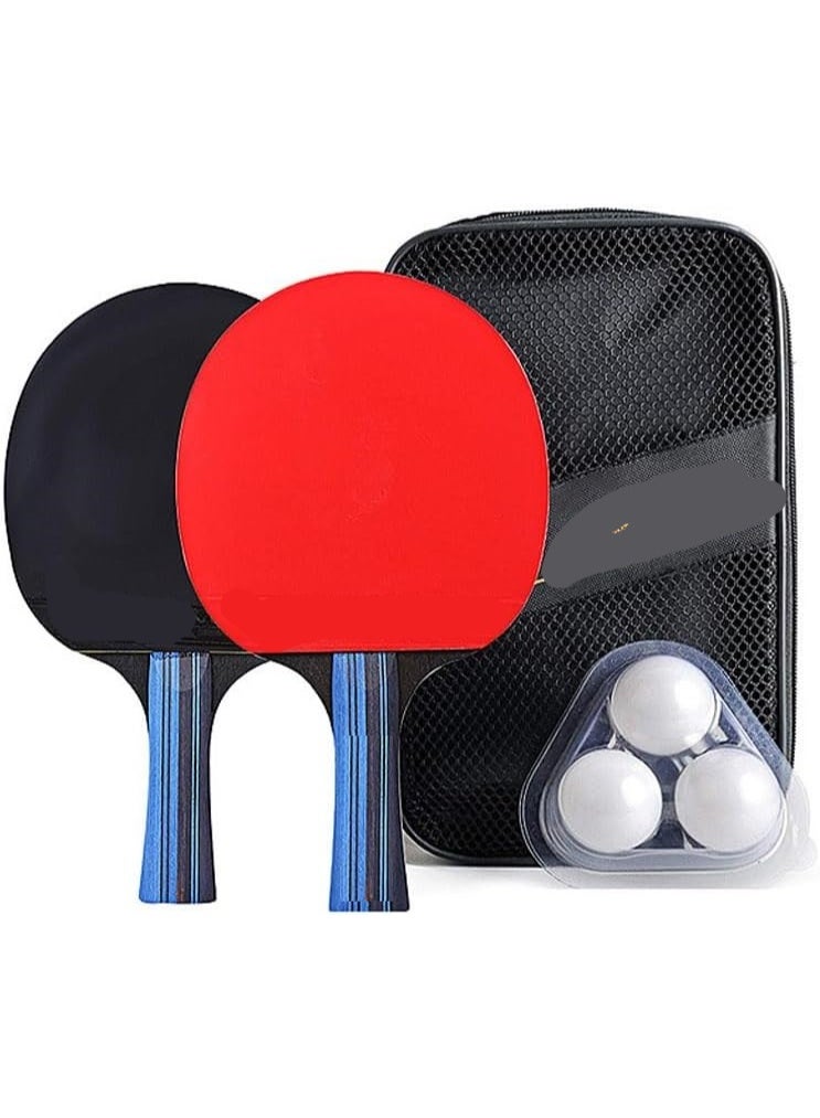 Soofam Ping Pong Paddle Set,Professional Table Tennis Racquets Set with 3 Ping Pong Balls and Case,All-in-One Portable Table Tennis Paddle Premium Rackets Play Anywhere Indoor/Outdoor Family Fun-Long - Image 1