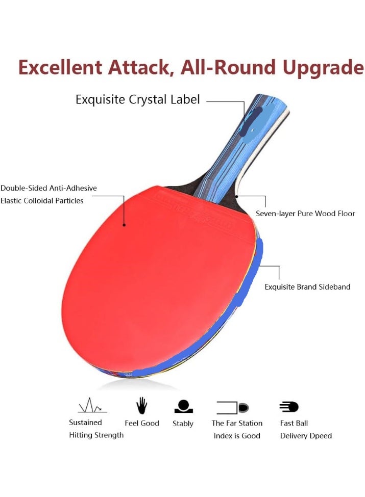 Soofam Ping Pong Paddle Set,Professional Table Tennis Racquets Set with 3 Ping Pong Balls and Case,All-in-One Portable Table Tennis Paddle Premium Rackets Play Anywhere Indoor/Outdoor Family Fun-Long - Image 4