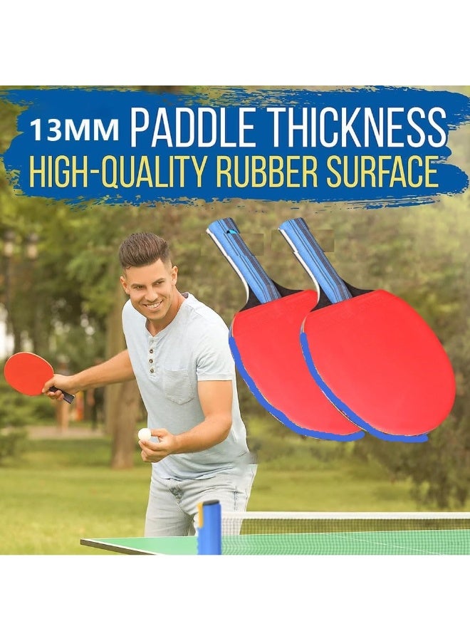 Soofam Ping Pong Paddle Set,Professional Table Tennis Racquets Set with 3 Ping Pong Balls and Case,All-in-One Portable Table Tennis Paddle Premium Rackets Play Anywhere Indoor/Outdoor Family Fun-Long - Image 3