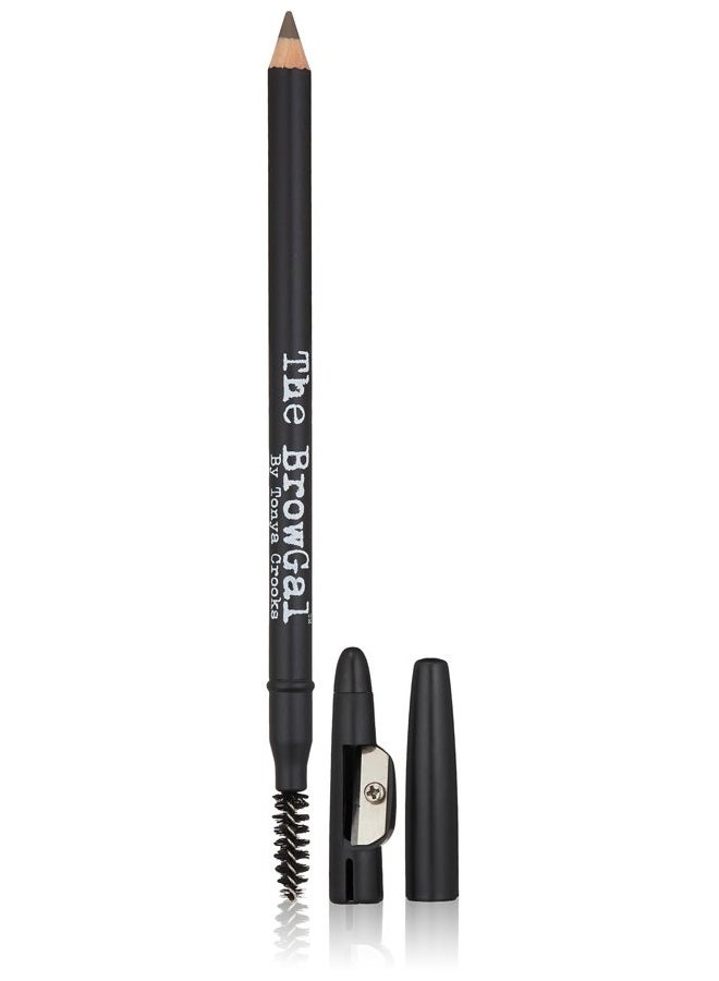 The BrowGal 3 in 1, Skinny Eyebrow Pencil - 05 with Sharpener Cap & Spoolie Brush - Draws Tiny Brow Hairs & Fills in Sparse Areas & Gaps, Sharp Enable, Longwear, Long Lasting – 7.4 In, Taupe Color - Image 1