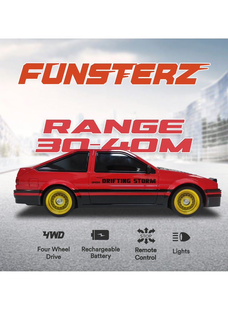 فونسترز سيارة فانسترز دريفت سيريز للتحكم عن بُعد | سيارة دفع رباعي بمقياس 1:16 مزودة بإضاءة LED وملحقاتها | سيارة سباق دريفت عالية السرعة بتردد 2.4 جيجاهرتز للأطفال من سن 6 سنوات فما فوق | سيارة كهربائية حمراء للتحكم عن بُعد مزودة ببطارية قابلة لإعادة الشحن - Image 4