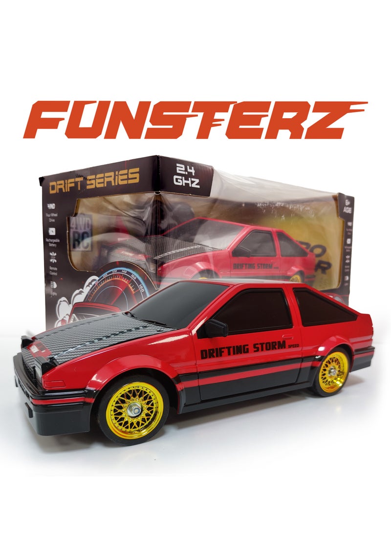 فونسترز سيارة فانسترز دريفت سيريز للتحكم عن بُعد | سيارة دفع رباعي بمقياس 1:16 مزودة بإضاءة LED وملحقاتها | سيارة سباق دريفت عالية السرعة بتردد 2.4 جيجاهرتز للأطفال من سن 6 سنوات فما فوق | سيارة كهربائية حمراء للتحكم عن بُعد مزودة ببطارية قابلة لإعادة الشحن - Image 2