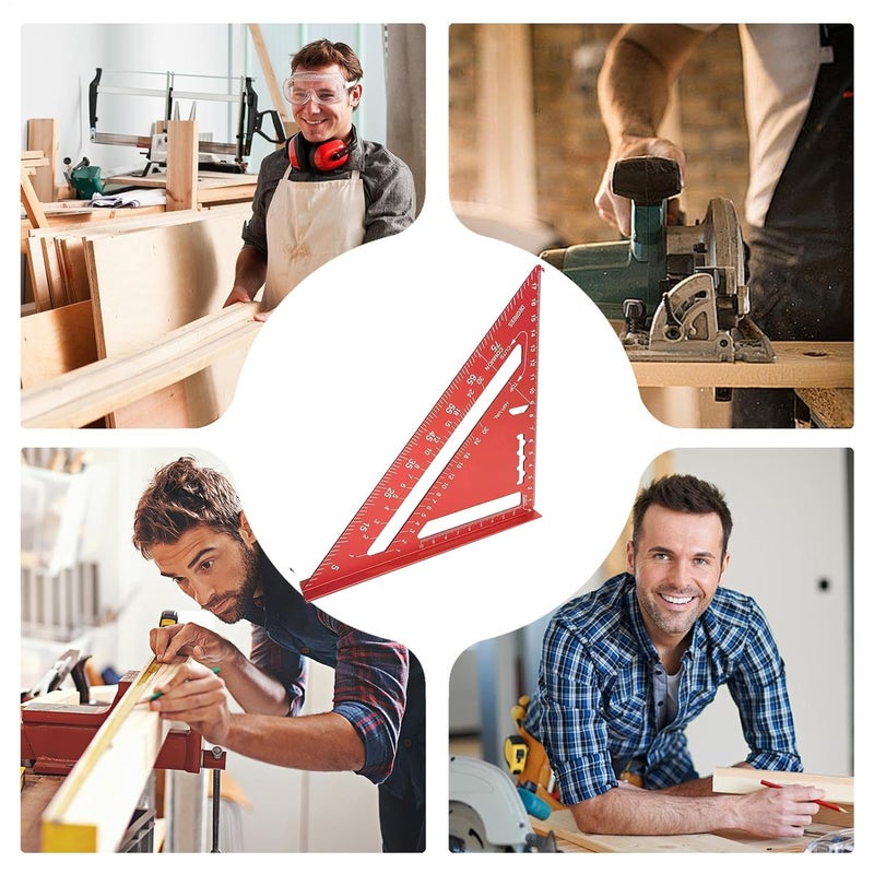 Red Triangle Ruler 7 28 Inches Carpenters Square Metric Metal Protractor For Woodworking - Image 4