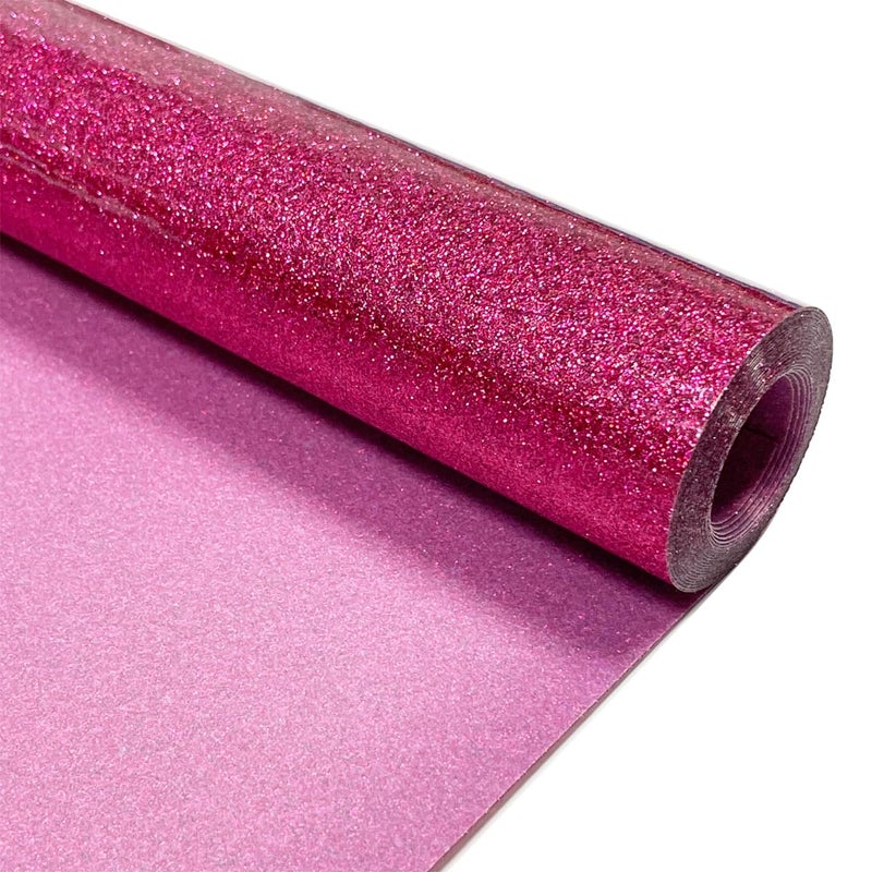 MerryMade Rose Red Glitter Heat Transfer Vinyl 12 x 8 ft HTV for Shirts Glitter Iron on HTV for All Cutter Machine Easy to Cut Weed for Heat Vinyl Design Hot Pink - Image 3
