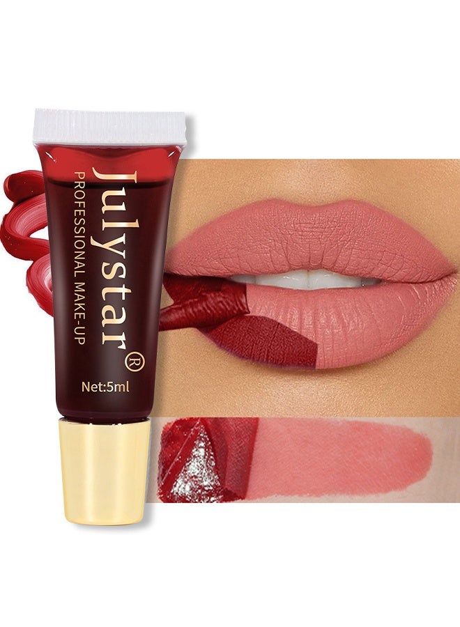 چولي ستار لون شفاه طويل الأمد، صبغة شفاه قابلة للإزالة، غير ملتصقة بالكأس وغير منقولة، ملمع شفاه مقاوم للماء ويدوم طويلاً، ملمع شفاه بقشرة نهائية مطفية، قلم تحديد الشفاه قابل للإزالة عالي الصباغة #02 - Image 1