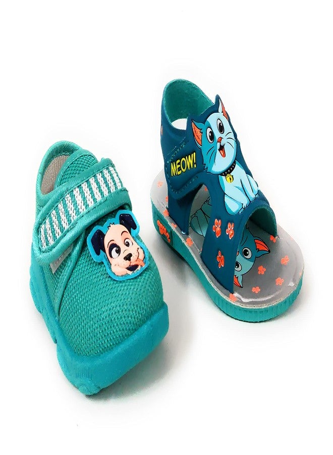 Coolz Kids Chu-Chu Sound Musical First Walking Shoes and Sandals Baby Boys and Baby Girls for 9-21 Months (Combo-Pack of 2 Pairs) (Sea Green, 15_months) - Image 1