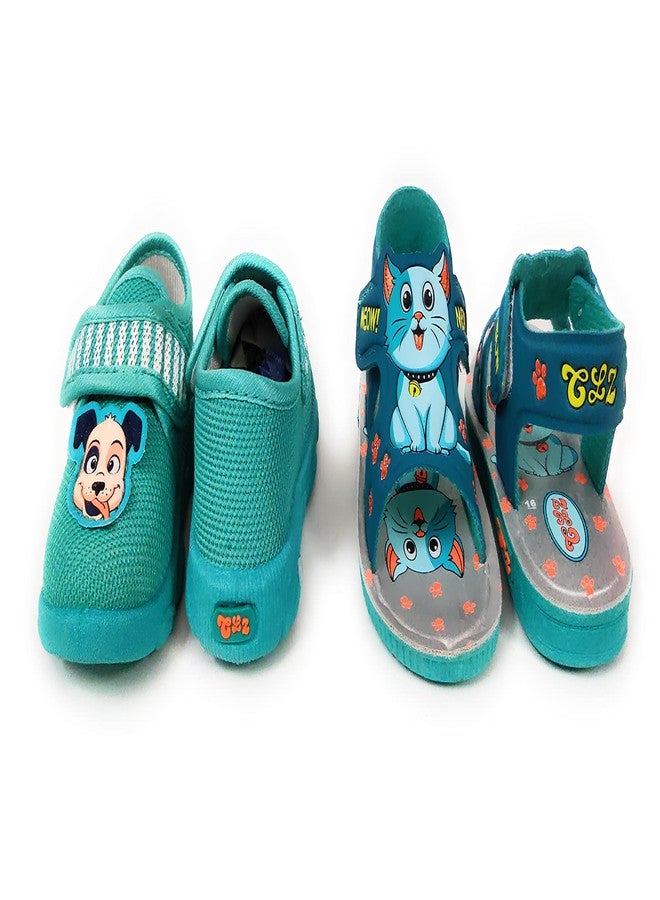 Coolz Kids Chu-Chu Sound Musical First Walking Shoes and Sandals Baby Boys and Baby Girls for 9-21 Months (Combo-Pack of 2 Pairs) (Sea Green, 15_months) - Image 5