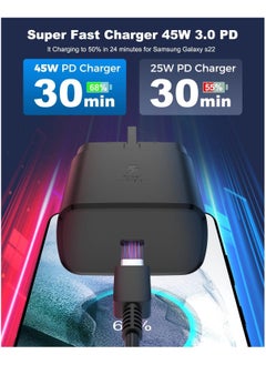 TecV 45W USB C Super Fast Charging PD Charger - Compatible with S24 S23 S22 S21 S20 Ultra, S24+ S23+ S22+ S21+, A53, A15, A 55, A54 - Type C Power Adapter,  - Image 5
