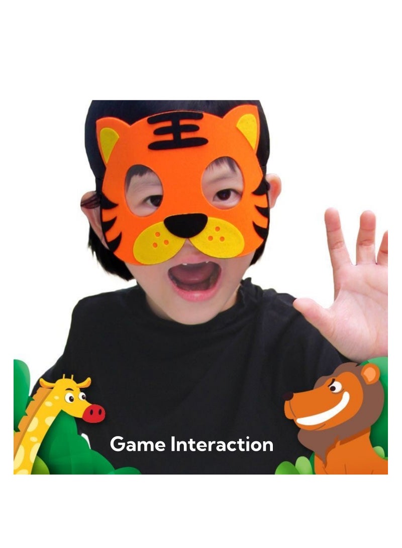 نوفولان مجموعة أقنعة حيوانات من اللباد للأطفال مكونة من 12 قطعة - أزياء حفلات رائعة للأنشطة العائلية واحتفالات أعياد الميلاد - أشرطة مرنة للارتداء لفترة طويلة - حمار وحشي ووحيد القرن وقرد وزرافة ونمر وأسد وكوالا - Image 3