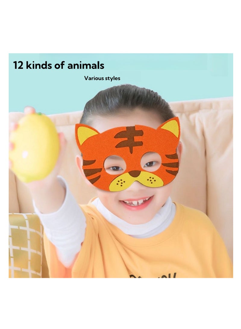 نوفولان مجموعة أقنعة حيوانات من اللباد للأطفال مكونة من 12 قطعة - أزياء حفلات رائعة للأنشطة العائلية واحتفالات أعياد الميلاد - أشرطة مرنة للارتداء لفترة طويلة - حمار وحشي ووحيد القرن وقرد وزرافة ونمر وأسد وكوالا - Image 5