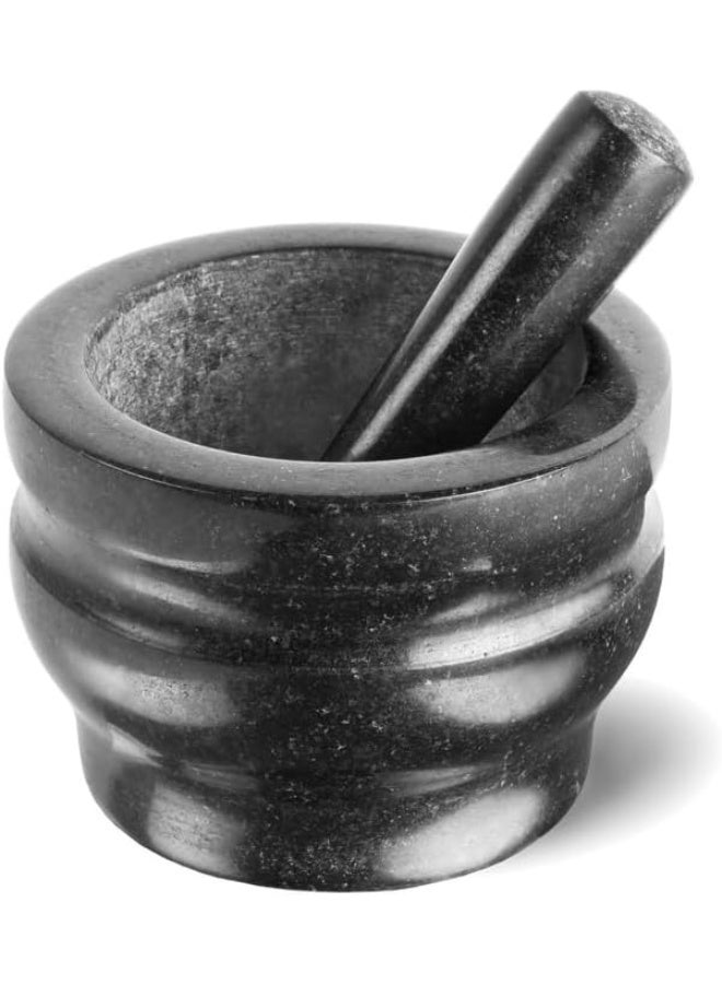 Cole & Mason H100279 Worcester Black Pestle & Mortar | Spice Grinder/Herb Grinder | Granite | 140mm | Small Pestle and Mortar Set | 2 Year Guarantee - Image 1