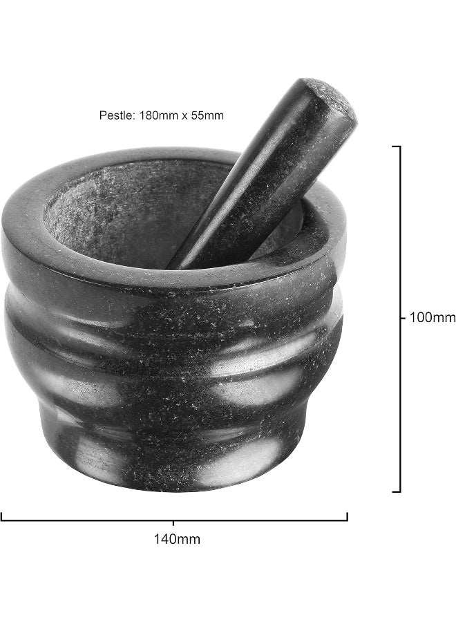 Cole & Mason H100279 Worcester Black Pestle & Mortar | Spice Grinder/Herb Grinder | Granite | 140mm | Small Pestle and Mortar Set | 2 Year Guarantee - Image 3