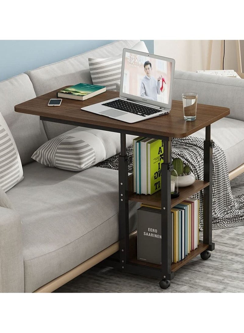Height Adjustable Mobile Laptop Stand Desk Rolling Cart Tray Sofa Side Bed Table Portable With Wheels Overbed Storage For Study Room Bedroom Living - Image 3