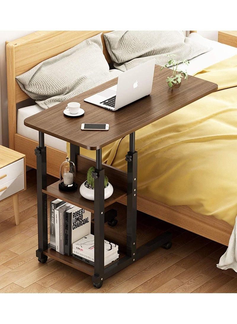 Height Adjustable Mobile Laptop Stand Desk Rolling Cart Tray Sofa Side Bed Table Portable With Wheels Overbed Storage For Study Room Bedroom Living - Image 2