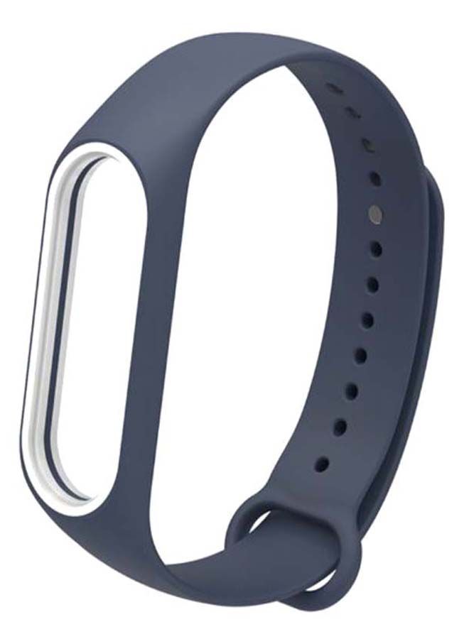 NIBEMINENT Replacement Wrist Strap For Xiaomi Mi Band 3/4 Dark Blue/White  - Image 1