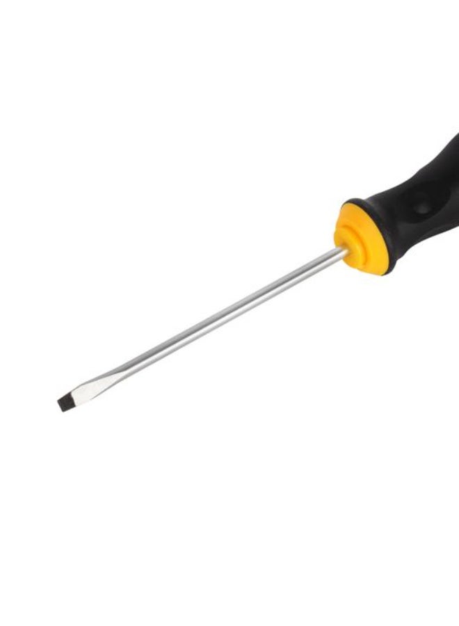 Epsilon Slotted Screwdriver ET1116 - 4 x 100 mm Flat Head Screwdriver with Double Injected Cushion Grip - Heat-Treated Carbon Steel Blade, Corrosion Resistant, Ergonomic Handle for DIY & Professional Use - Black & Yellow - Image 3