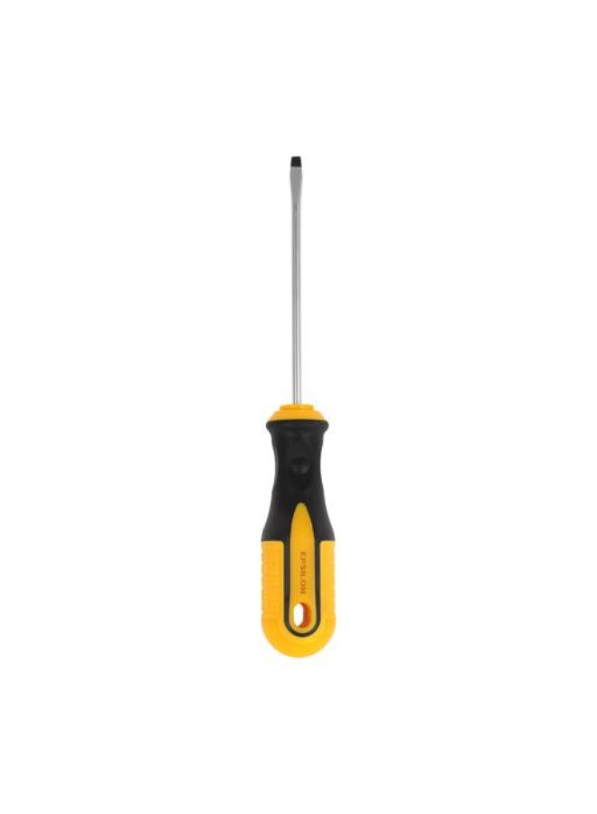 Epsilon Slotted Screwdriver ET1116 - 4 x 100 mm Flat Head Screwdriver with Double Injected Cushion Grip - Heat-Treated Carbon Steel Blade, Corrosion Resistant, Ergonomic Handle for DIY & Professional Use - Black & Yellow - Image 1