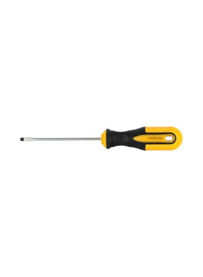 Epsilon Slotted Screwdriver ET1116 - 4 x 100 mm Flat Head Screwdriver with Double Injected Cushion Grip - Heat-Treated Carbon Steel Blade, Corrosion Resistant, Ergonomic Handle for DIY & Professional Use - Black & Yellow - Image 2