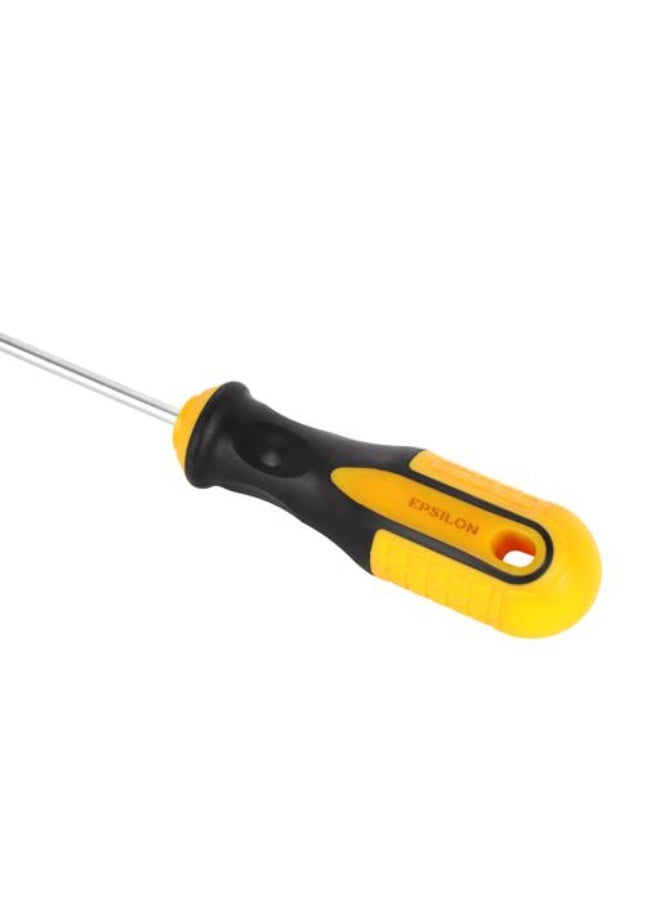 Epsilon Slotted Screwdriver ET1116 - 4 x 100 mm Flat Head Screwdriver with Double Injected Cushion Grip - Heat-Treated Carbon Steel Blade, Corrosion Resistant, Ergonomic Handle for DIY & Professional Use - Black & Yellow - Image 5