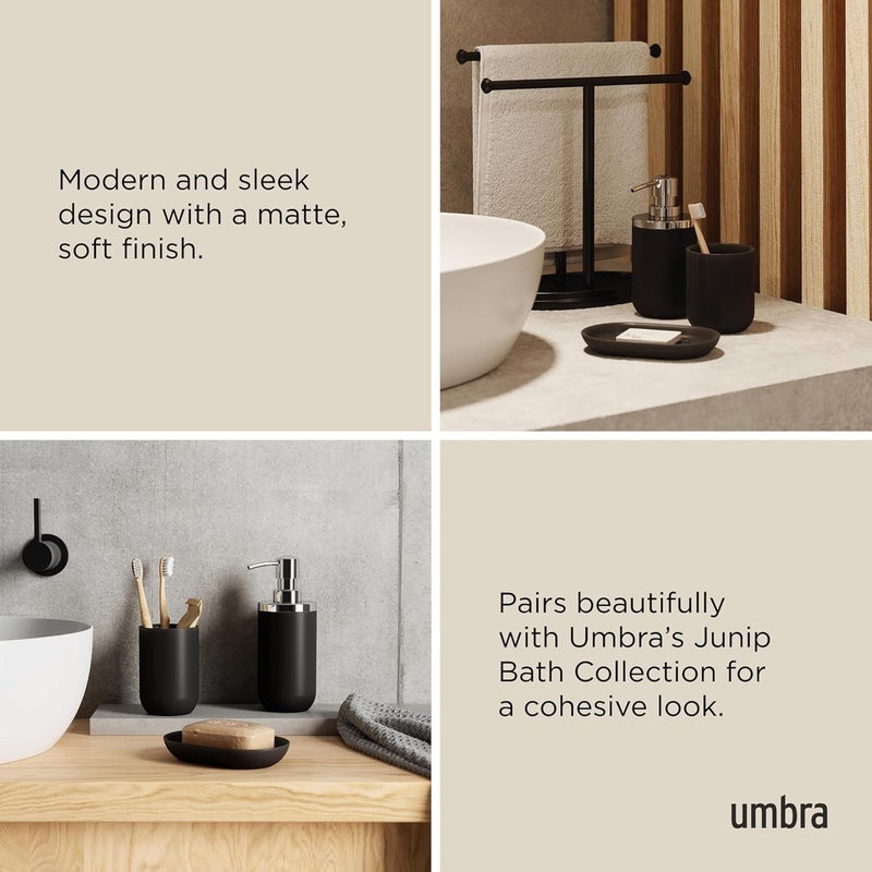 UMBRA Junip Bath Accessories Tumbler - Modern White Resin Holder and Organizer, Perfect for Holding Toothbrushes, Make-up Brushes and Various Bath Items, Black - Image 4