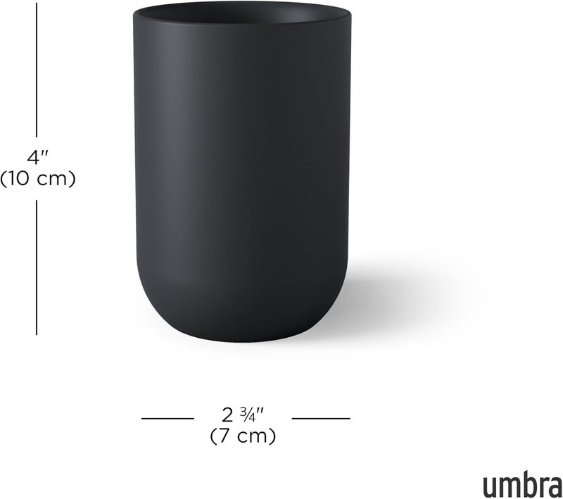 UMBRA Junip Bath Accessories Tumbler - Modern White Resin Holder and Organizer, Perfect for Holding Toothbrushes, Make-up Brushes and Various Bath Items, Black - Image 3