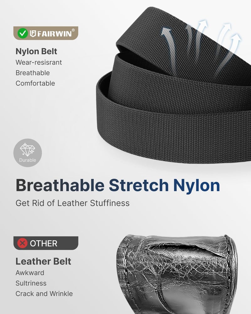 FAIRWIN Ratchet Belt Men - Tactical Stretch Nylon Web Work Belts, Gift for Casual Jeans, Pants, Golf, and Everyday Use - Image 4