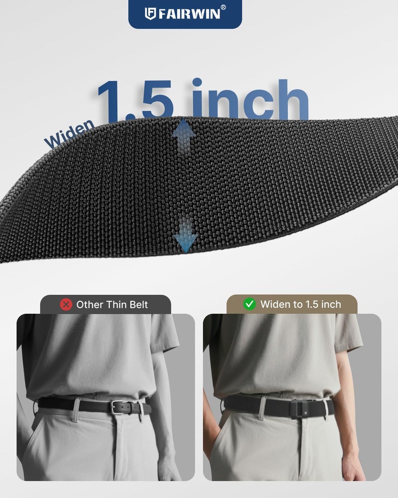 FAIRWIN Ratchet Belt Men - Tactical Stretch Nylon Web Work Belts, Gift for Casual Jeans, Pants, Golf, and Everyday Use - Image 5