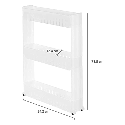 VISHVA 3 Layer Storage Organizer Slim Rack Shelf with Wheels for Easy Movement | Durable Plastic, white - Image 4