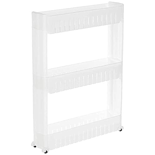 VISHVA 3 Layer Storage Organizer Slim Rack Shelf with Wheels for Easy Movement | Durable Plastic, white - Image 5